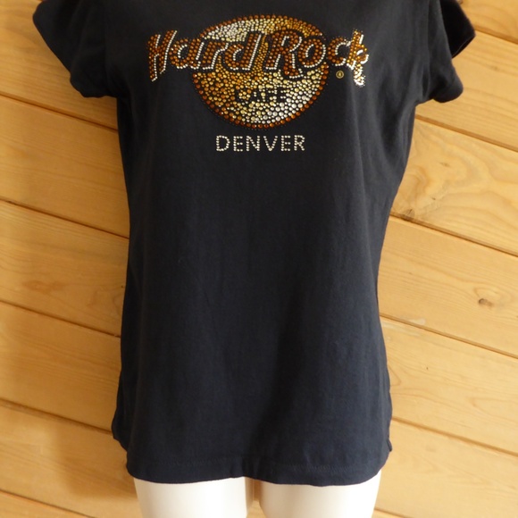 Hard Rock Cafe Denver Studs Rhinestone Bling Shirt - Picture 3 of 8